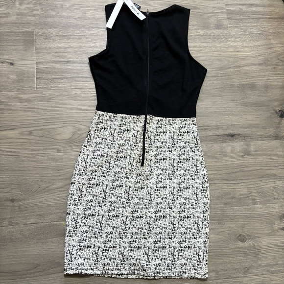 Aqua Women’s Sz S Fitted Pencil Dress Tweed Sleeveless Slimming Black White - Picture 11 of 11